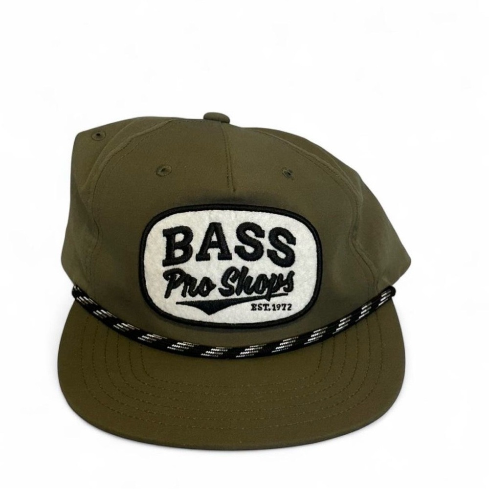 Bass Pro Shops Olive Green Cap with Black & White Rope